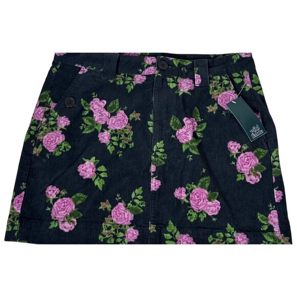 NWT Wild Fable Mini Skirt Corduroy Floral Womens S Dark Cottage Whimsigoth Pink - Picture 1 of 10